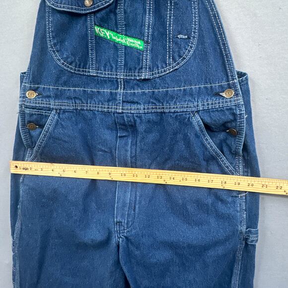 VTG KEY Bib Overalls 36x29 Denim Work Farm Trucker Hipster Hip Hop USA 90s Y2K - Picture 13 of 15